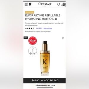 Kerastase Elixir Ultime Refillable Hydrating Hair Oil 75ml